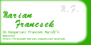 marian francsek business card